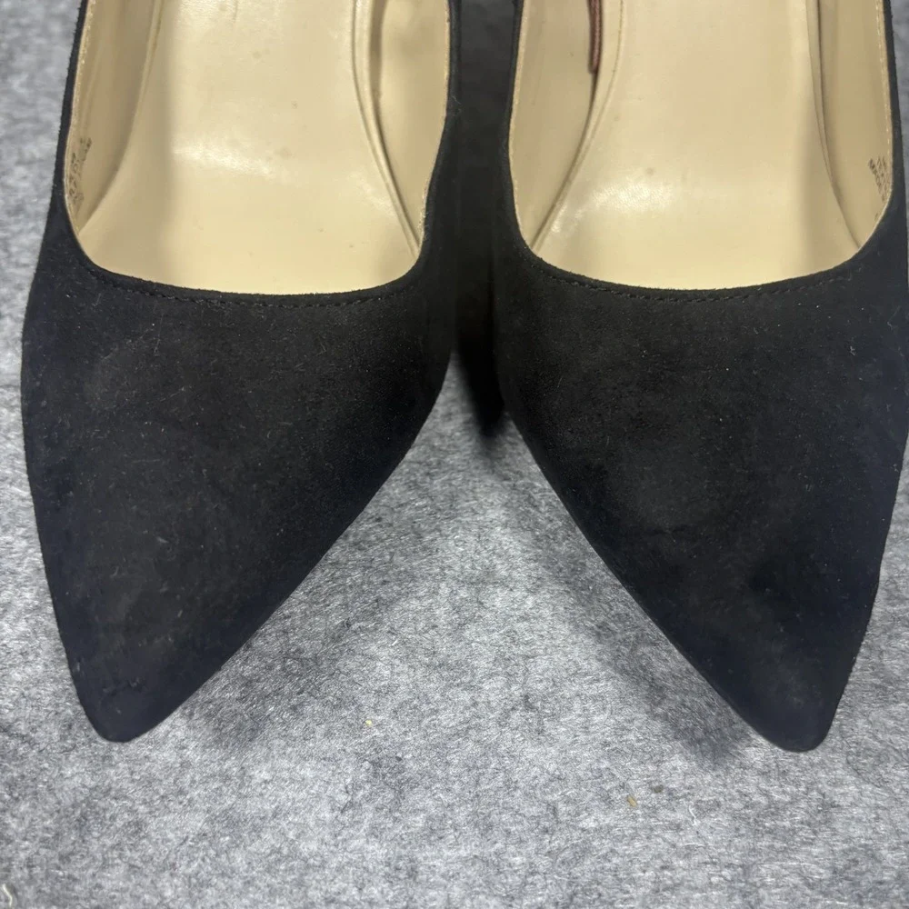 Marc Fisher Gildy Black Pointed Toe Block Heel Pumps Gold Accent MFGILDY5-R 7M